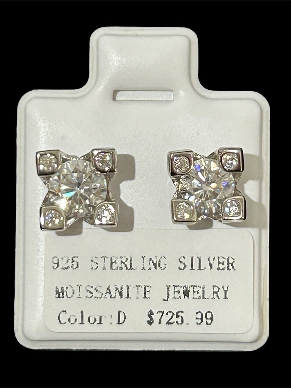 Sterling Silver White Moissanite Stud Earrings
